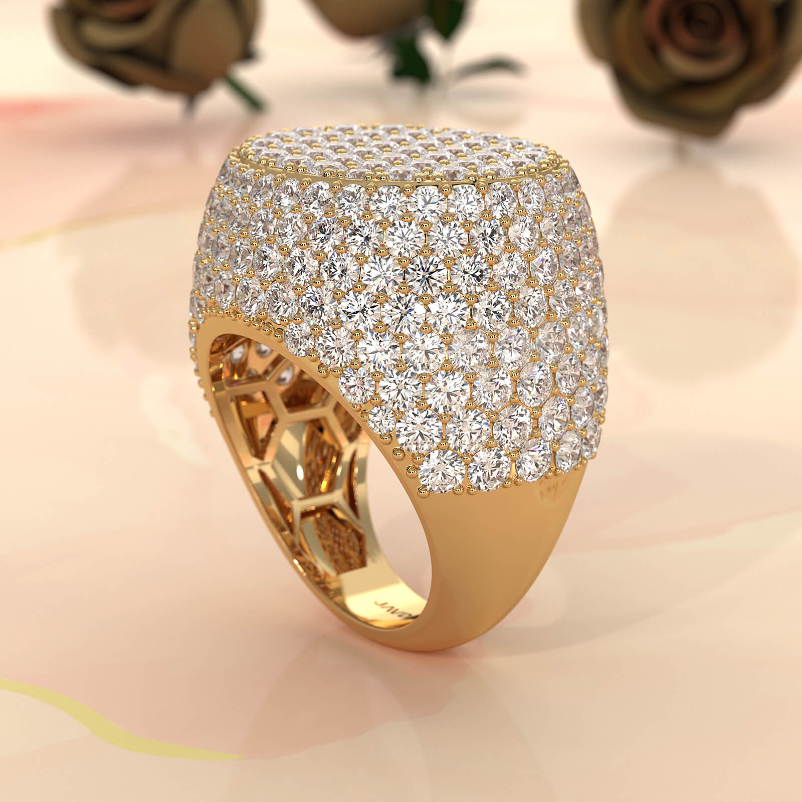 Circle of Glamour Men's 14K White Gold Lab Diamond Ring 11.5ctw